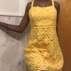 Yellow patterned bodycon dress